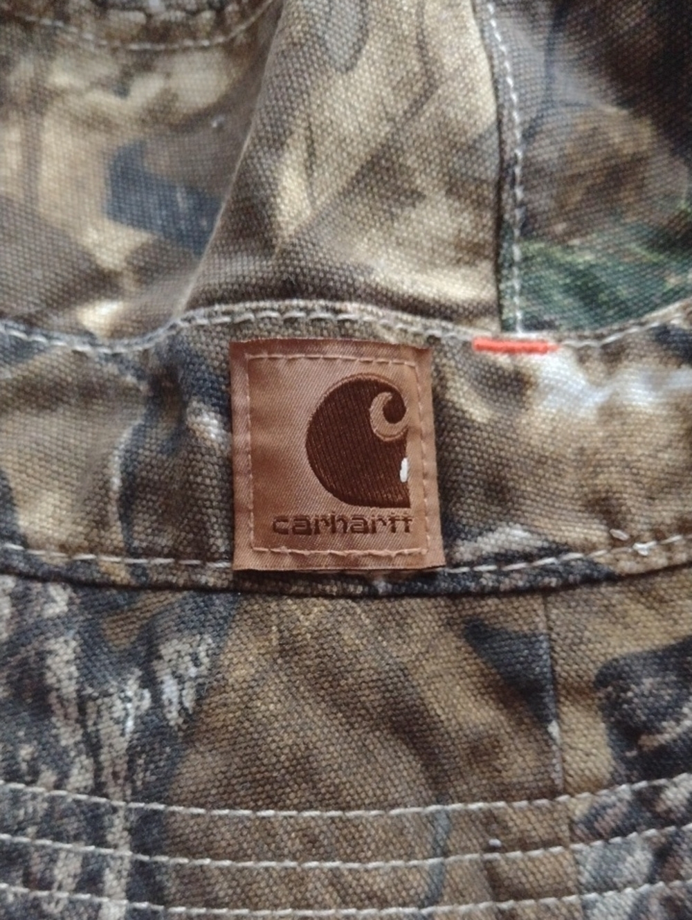 Carhartt Brown Camo Bucket Hat with Leather Logo - Picture 2 of 5